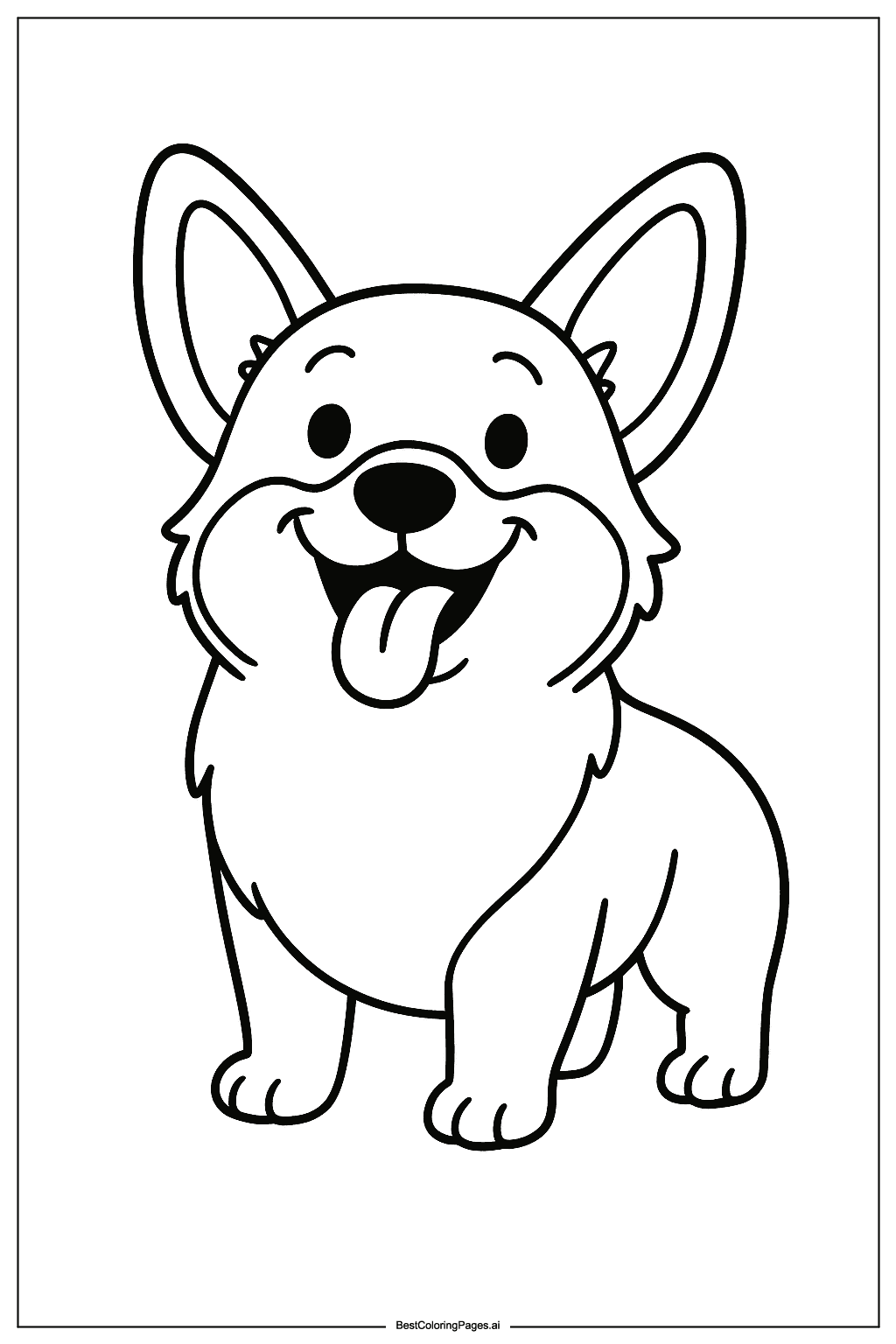 Corgi smiling Coloring Page