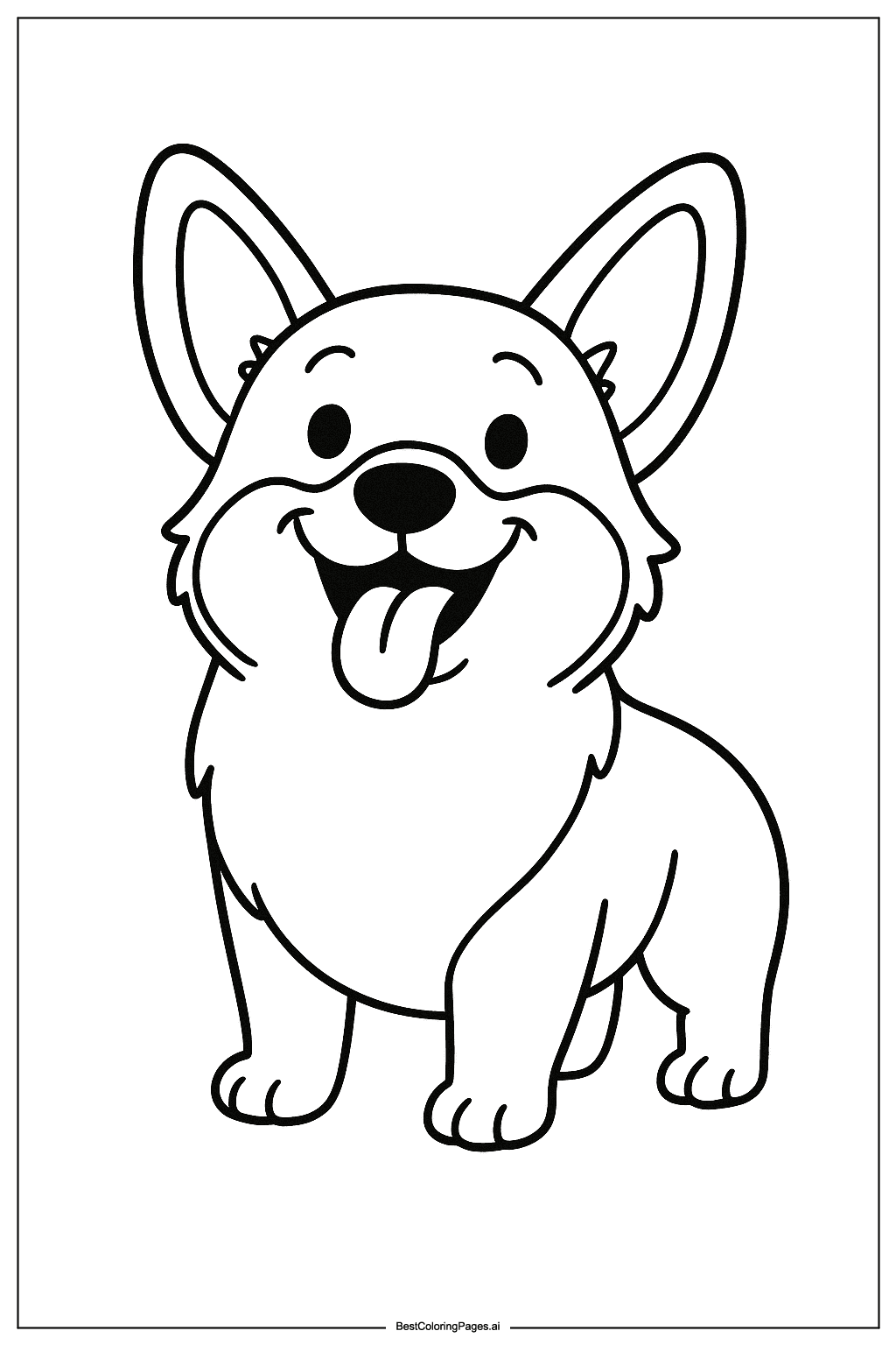 Dibujos de Corgi Sonriente para Colorear