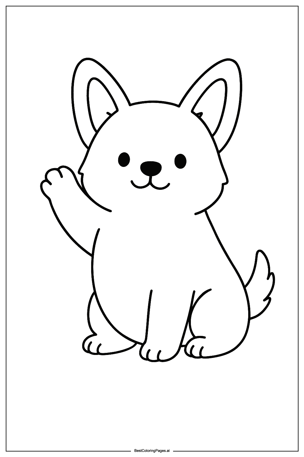 Corgi waving paw Coloring Page