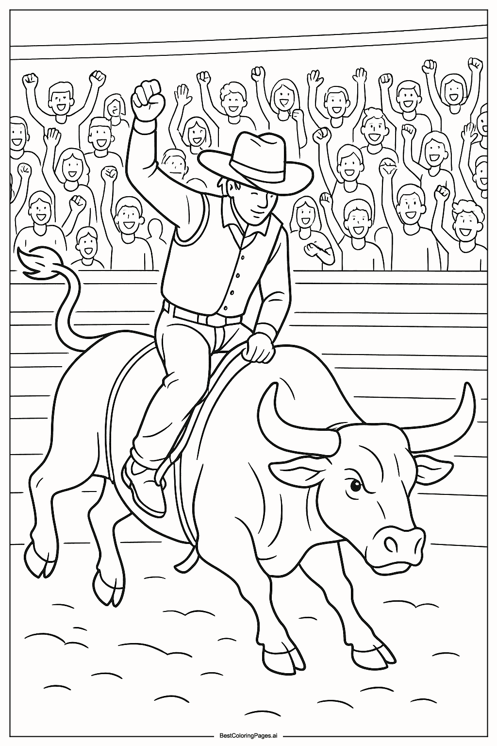cowboy at rodeo event Coloring Page