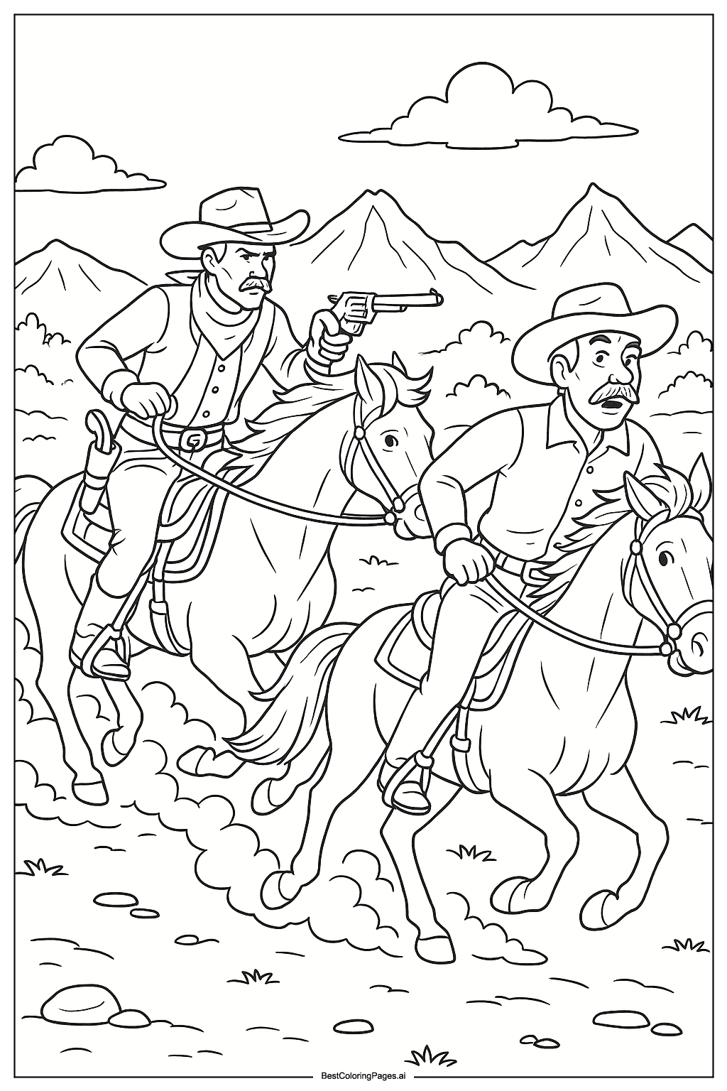 Cowboy chasing outlaw