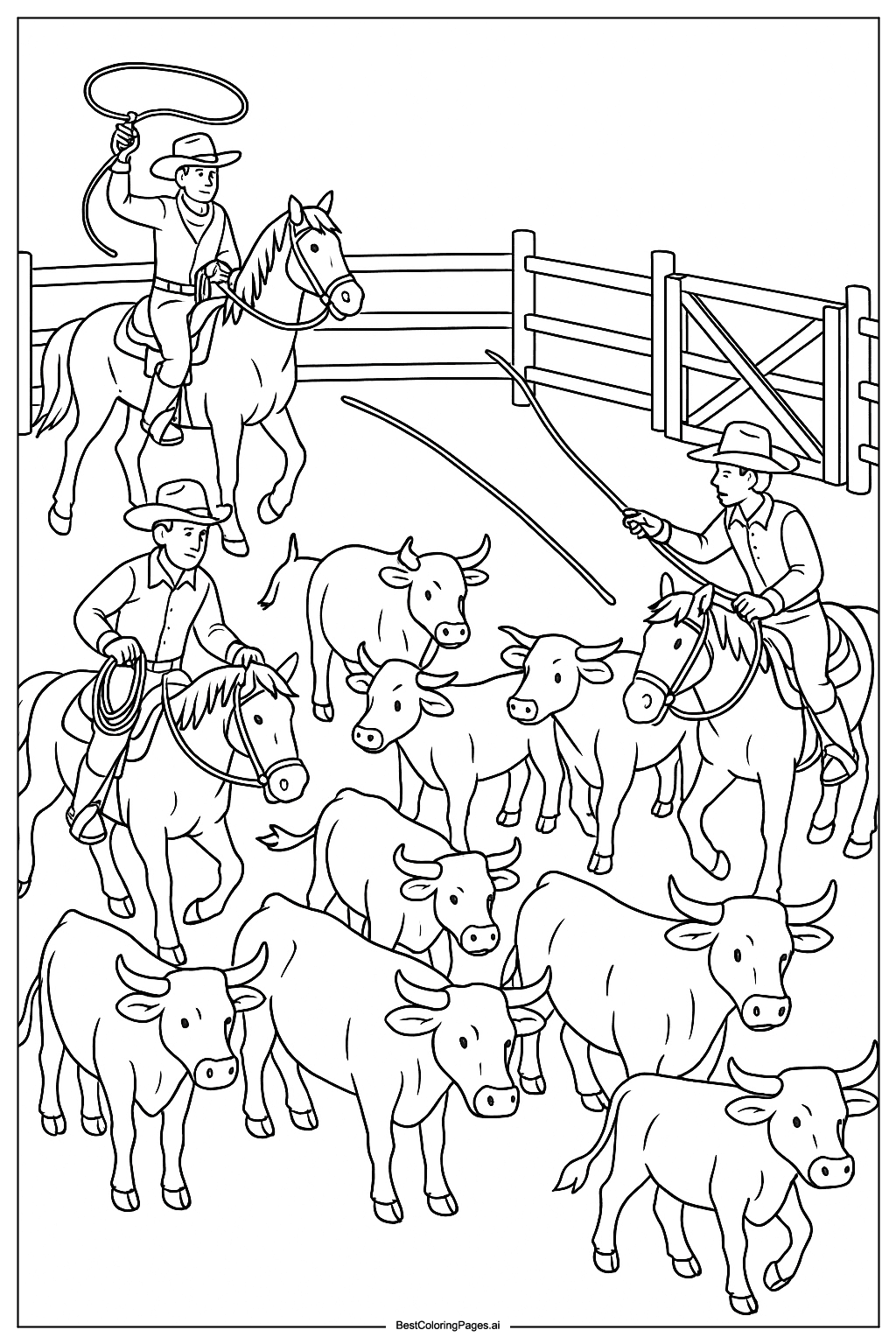 Cowboy in cattle roundup