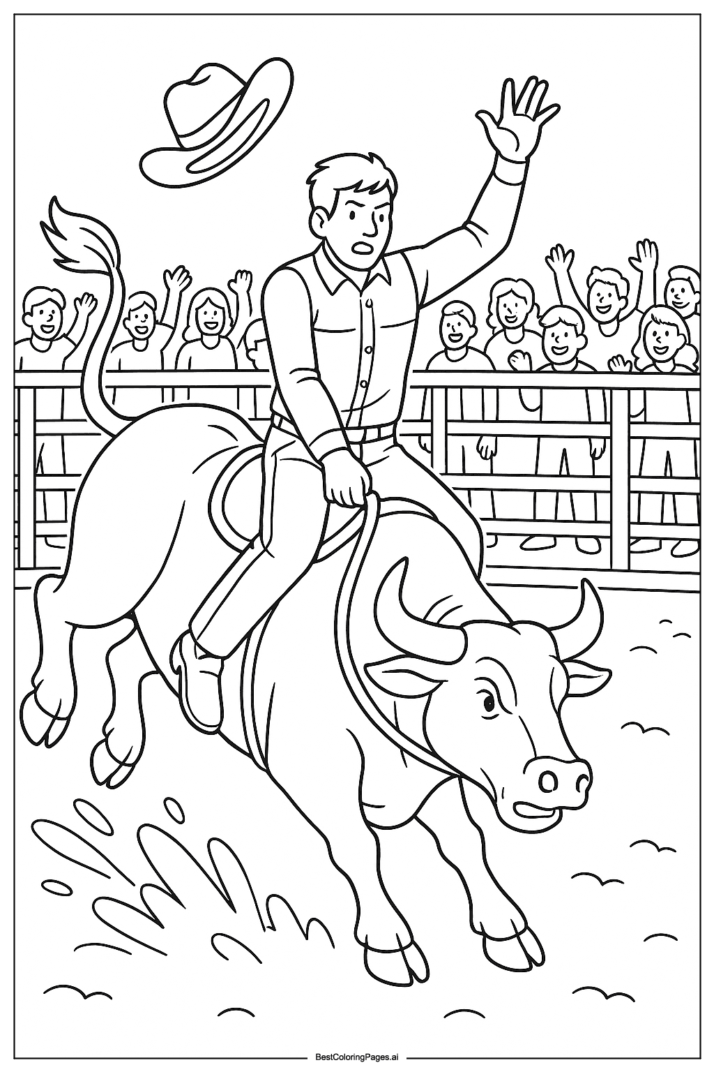 Cowboy in rodeo arena