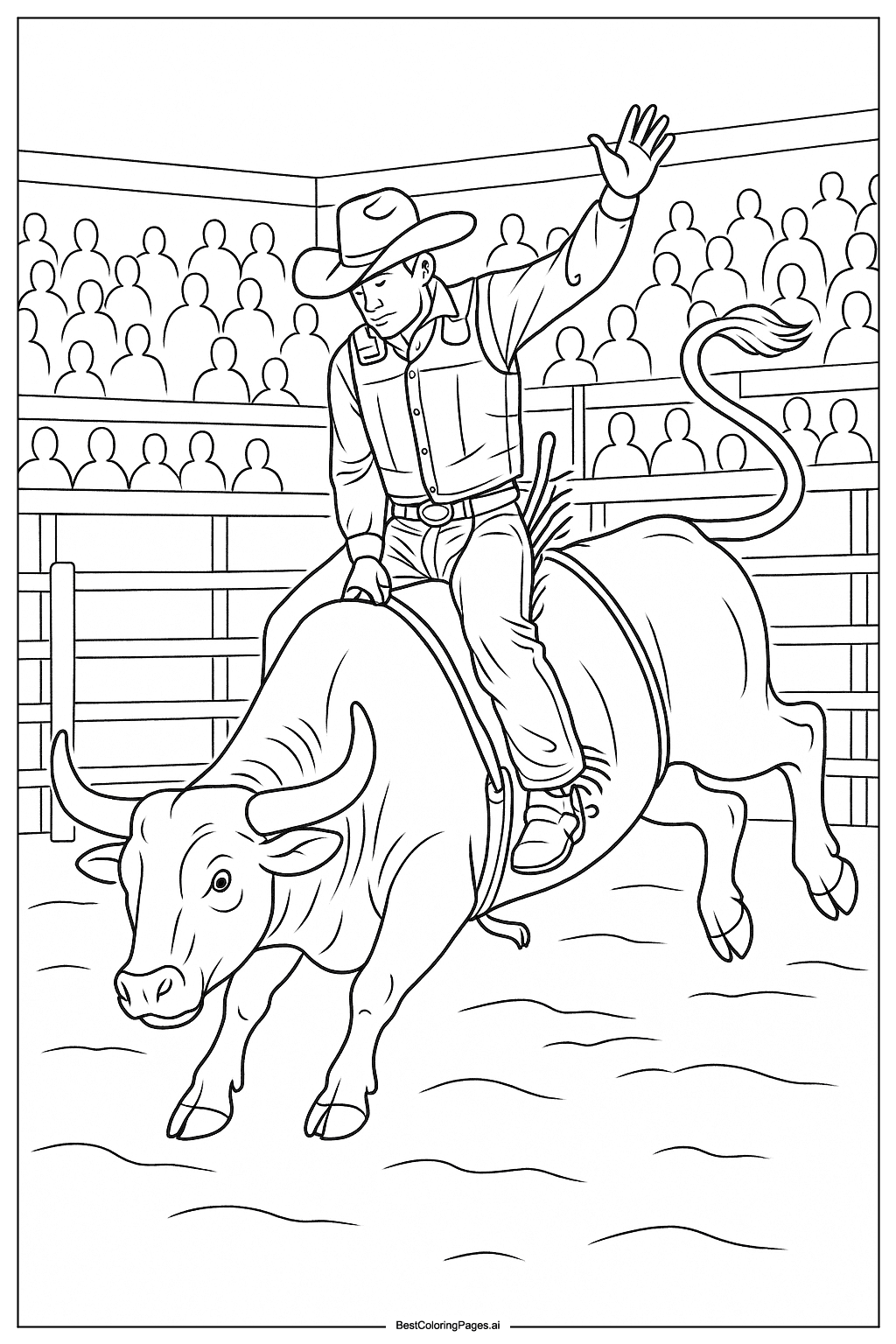 Cowboy in rodeo arena