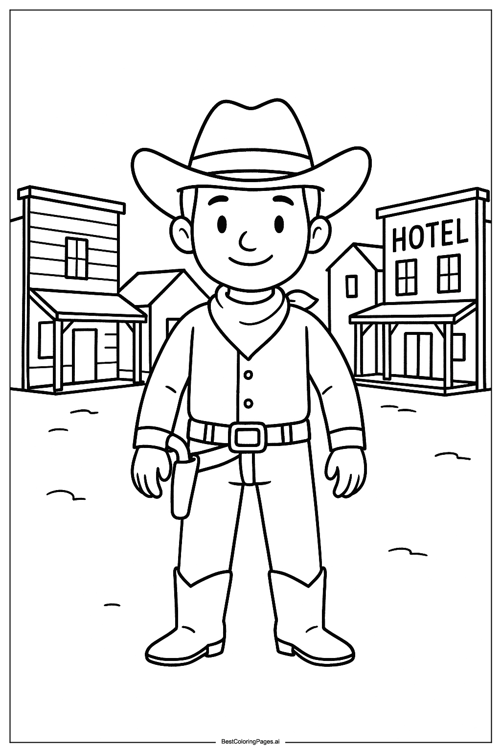 Cowboy in small town