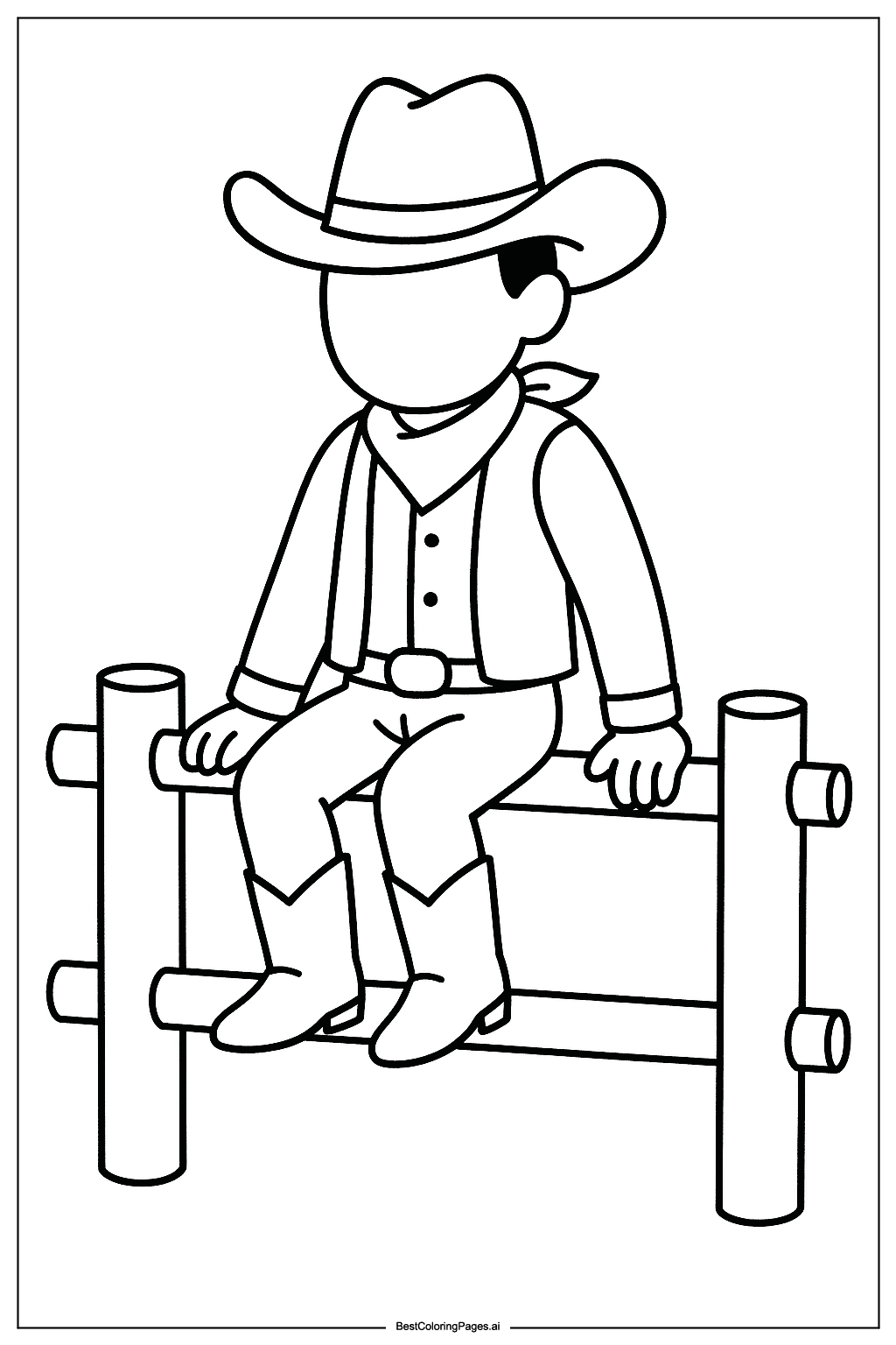 Cowboy sitting on a fence