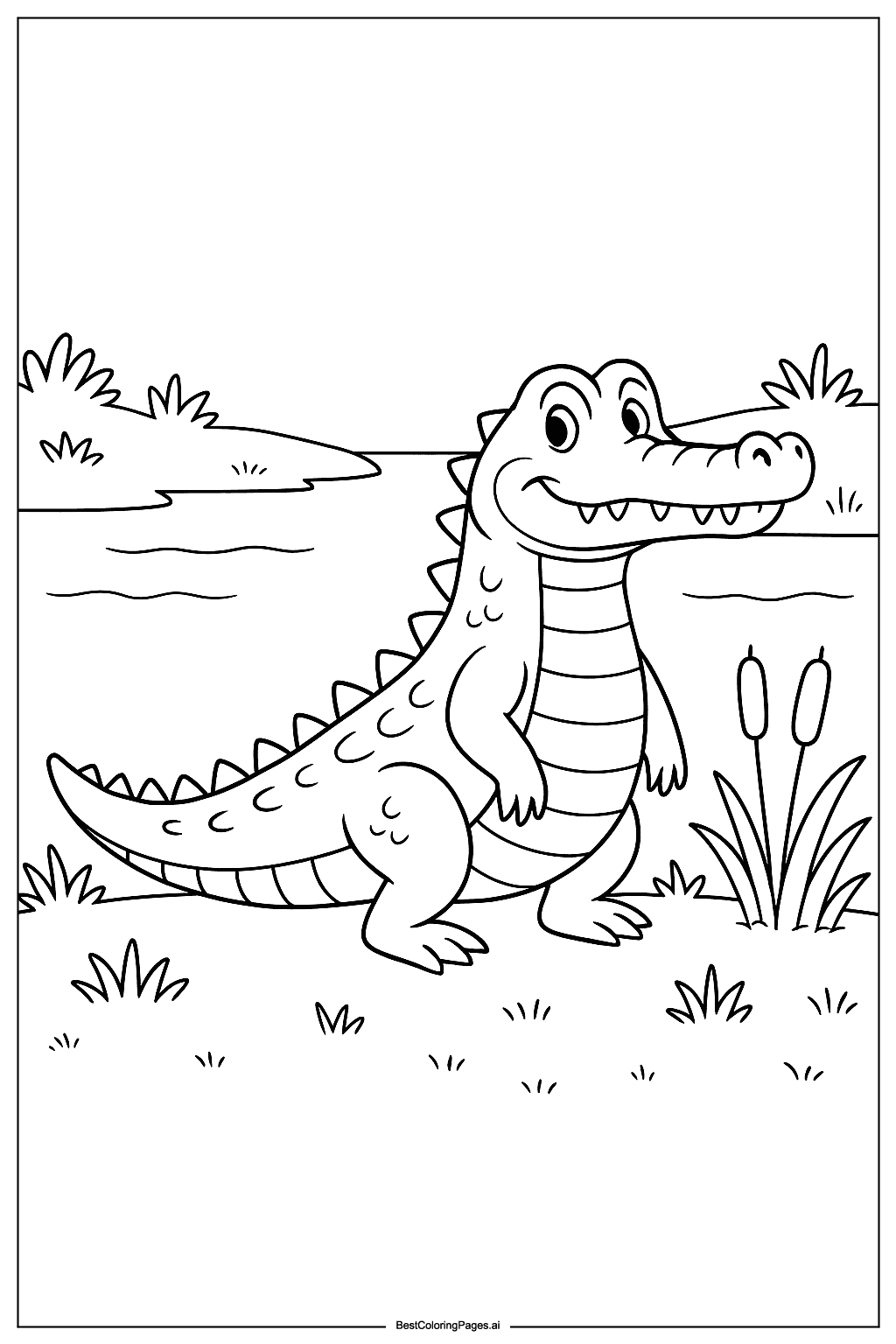 Crocodile by the river Coloring Page