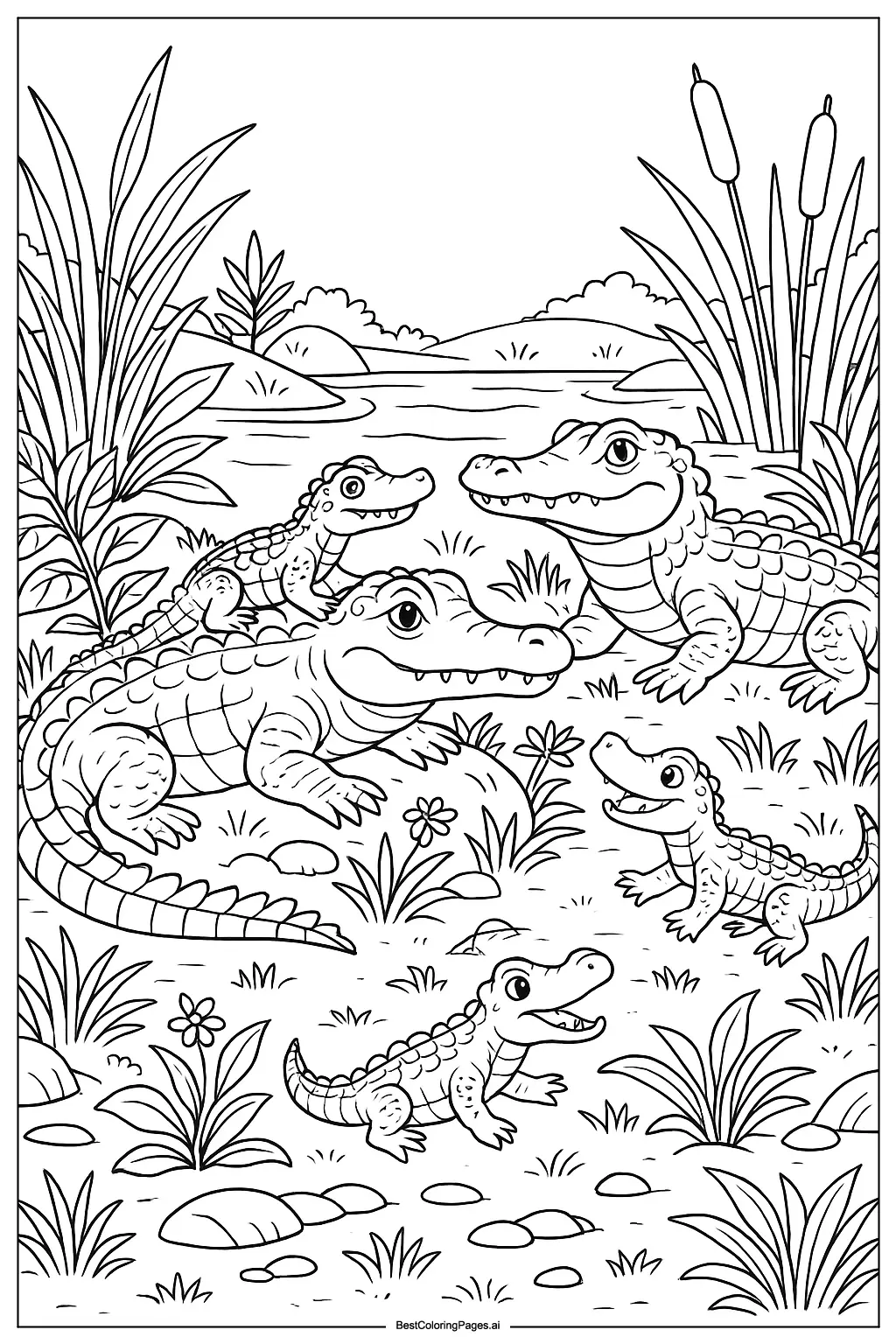 Crocodile family Coloring Page