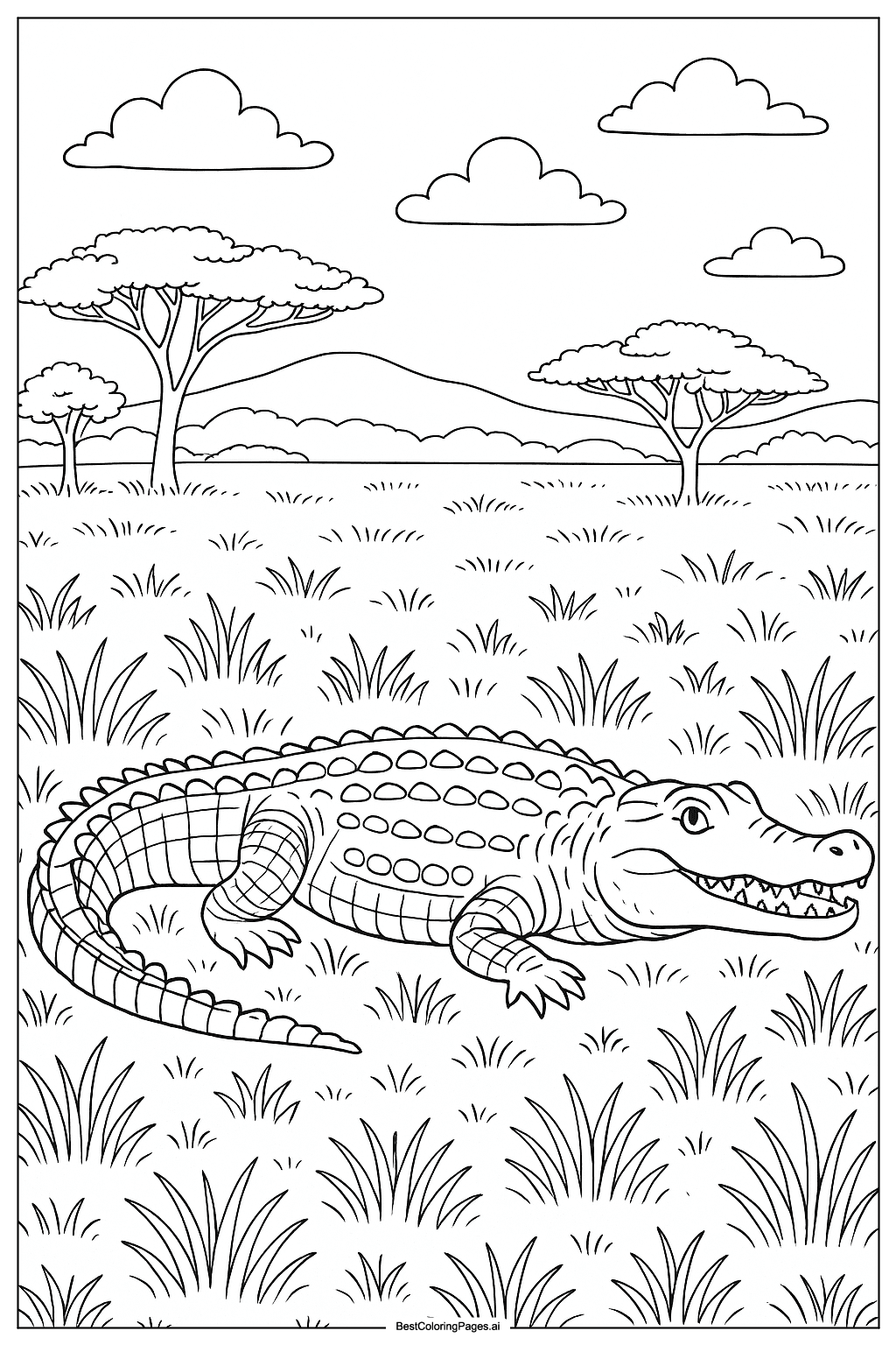 crocodile in african savanna