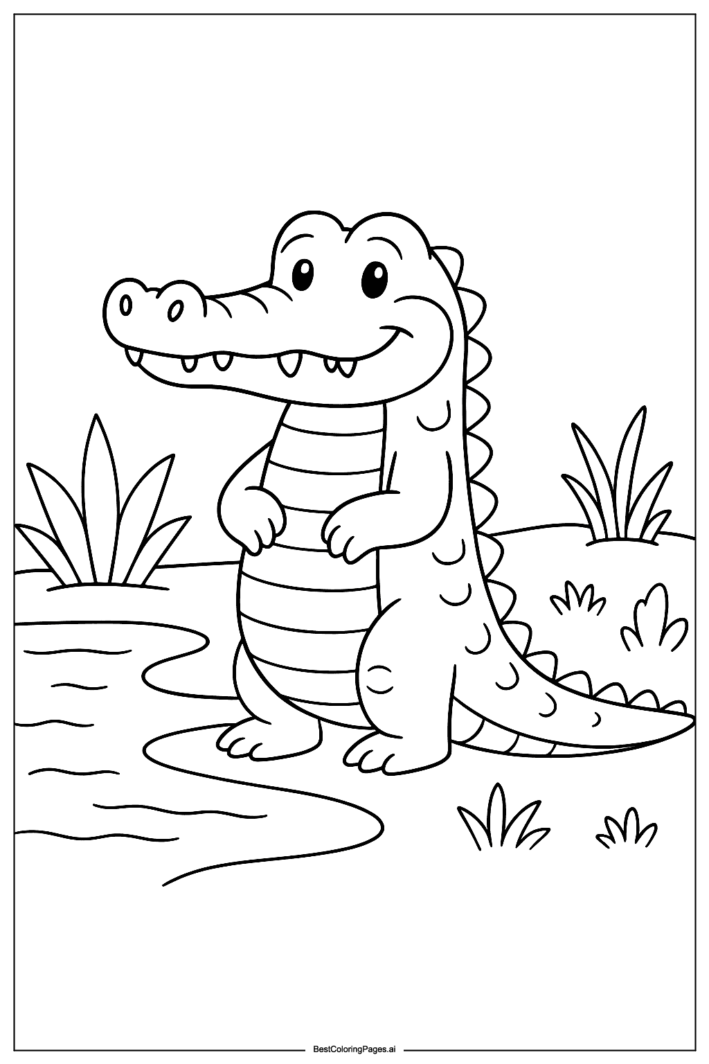 Crocodile near river Coloring Page