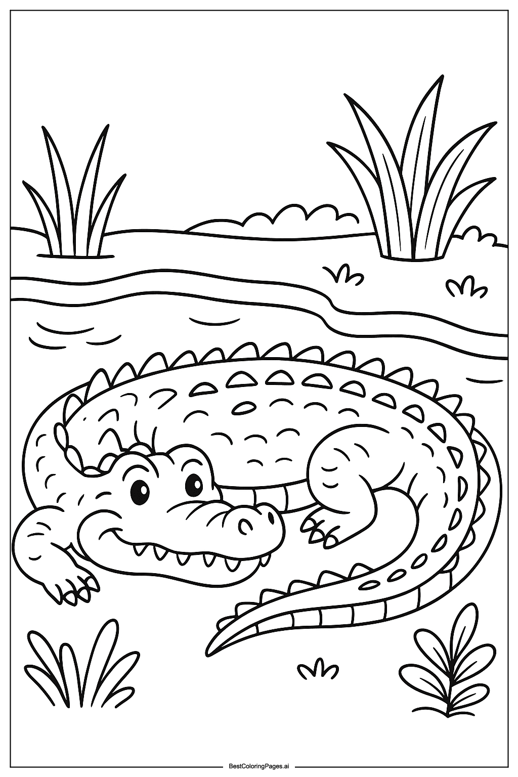 Crocodile near river