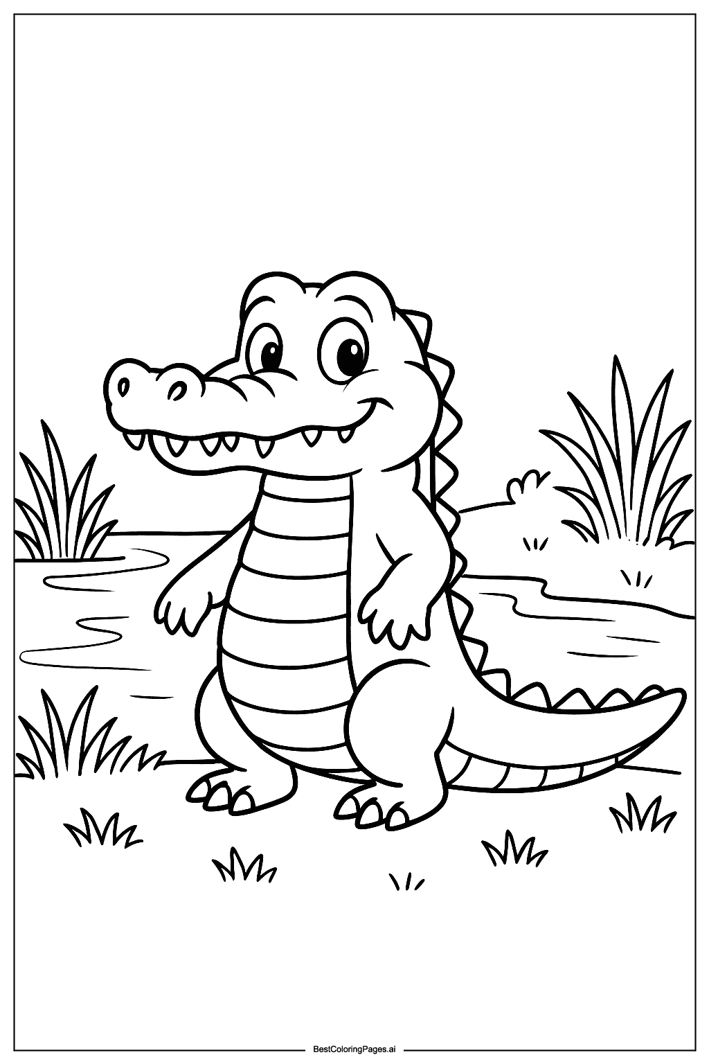Crocodile near river Coloring Page