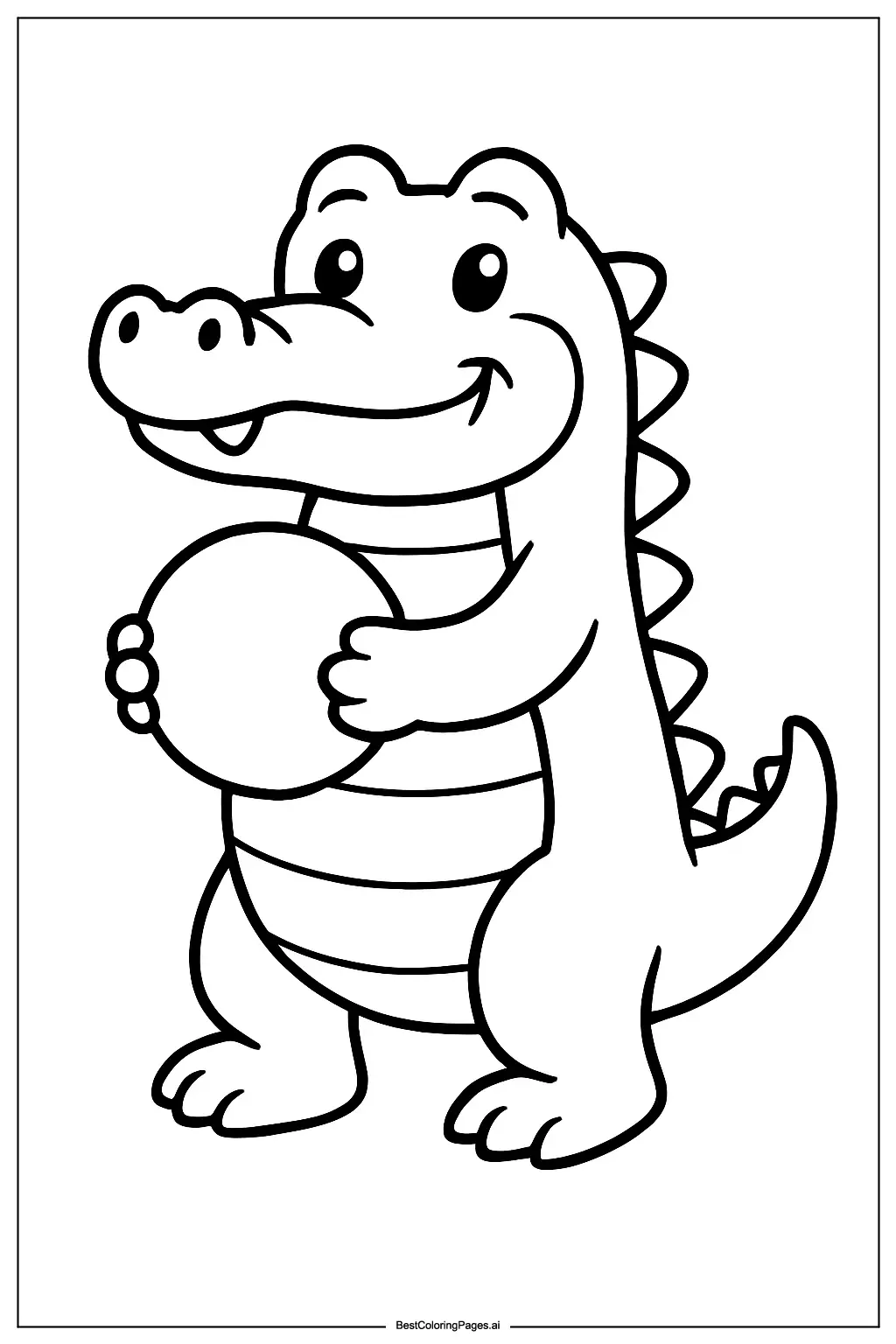Crocodile playing ball Coloring Page