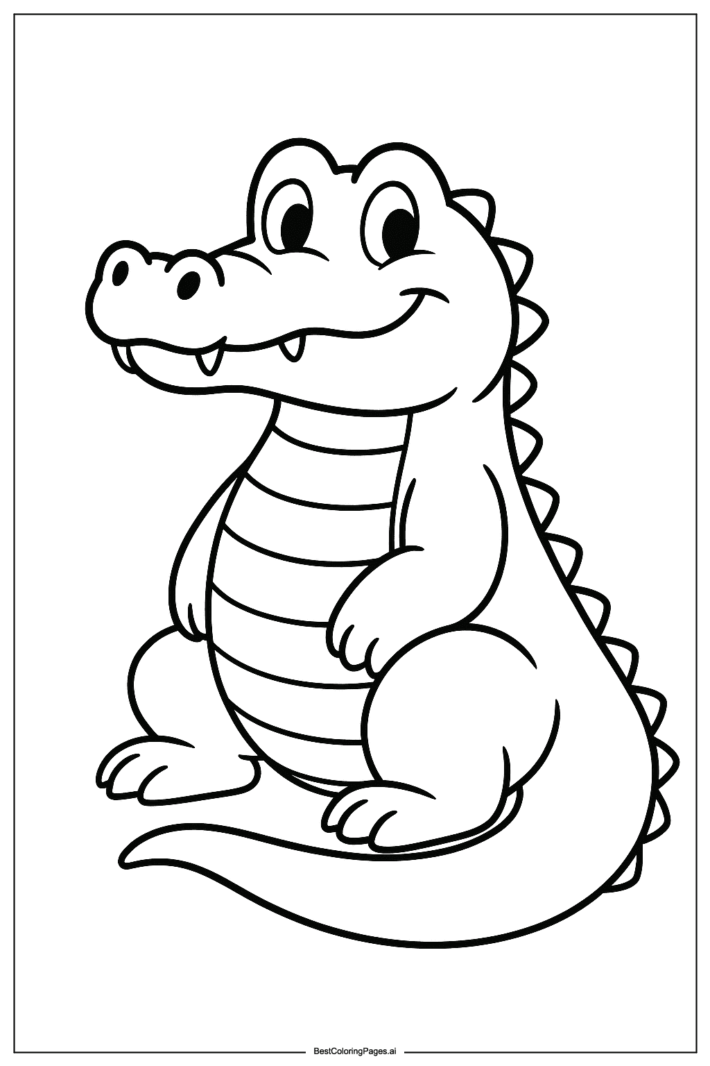 Crocodile sitting Coloring Page