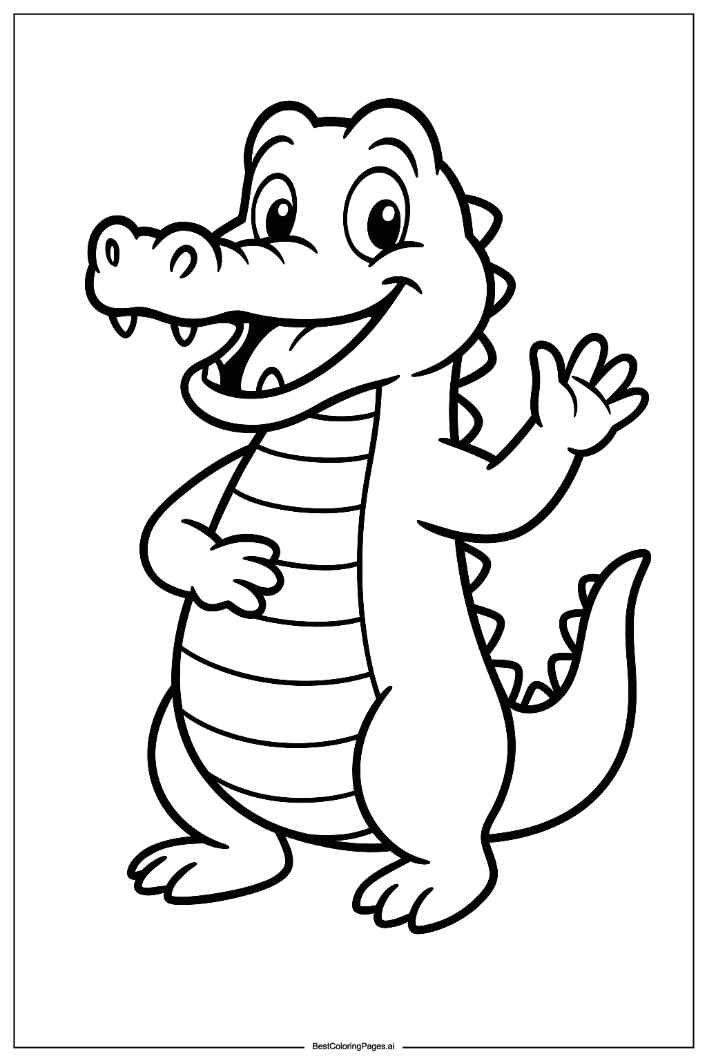 Crocodile waving Coloring Page