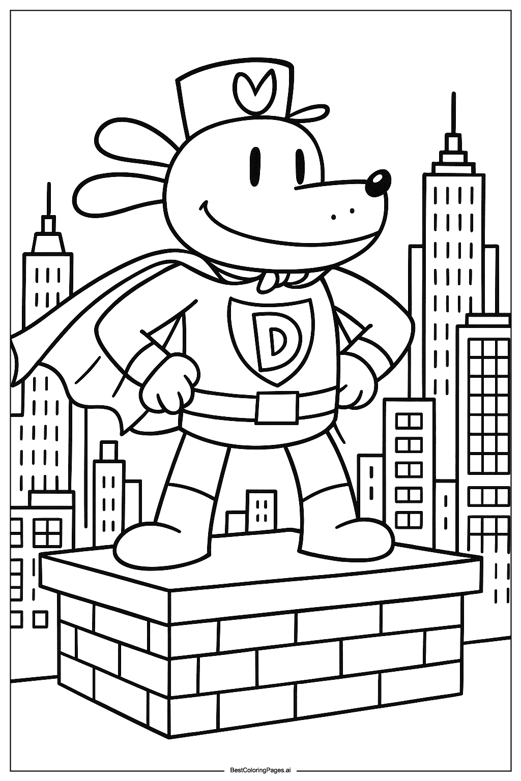 Dog Man in superhero costume