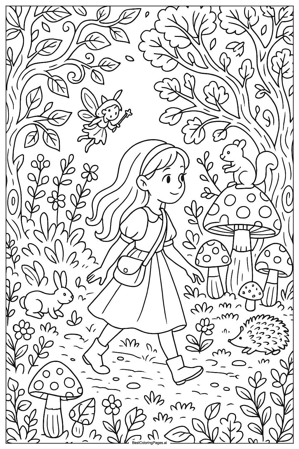 Una bambina nella foresta incantata