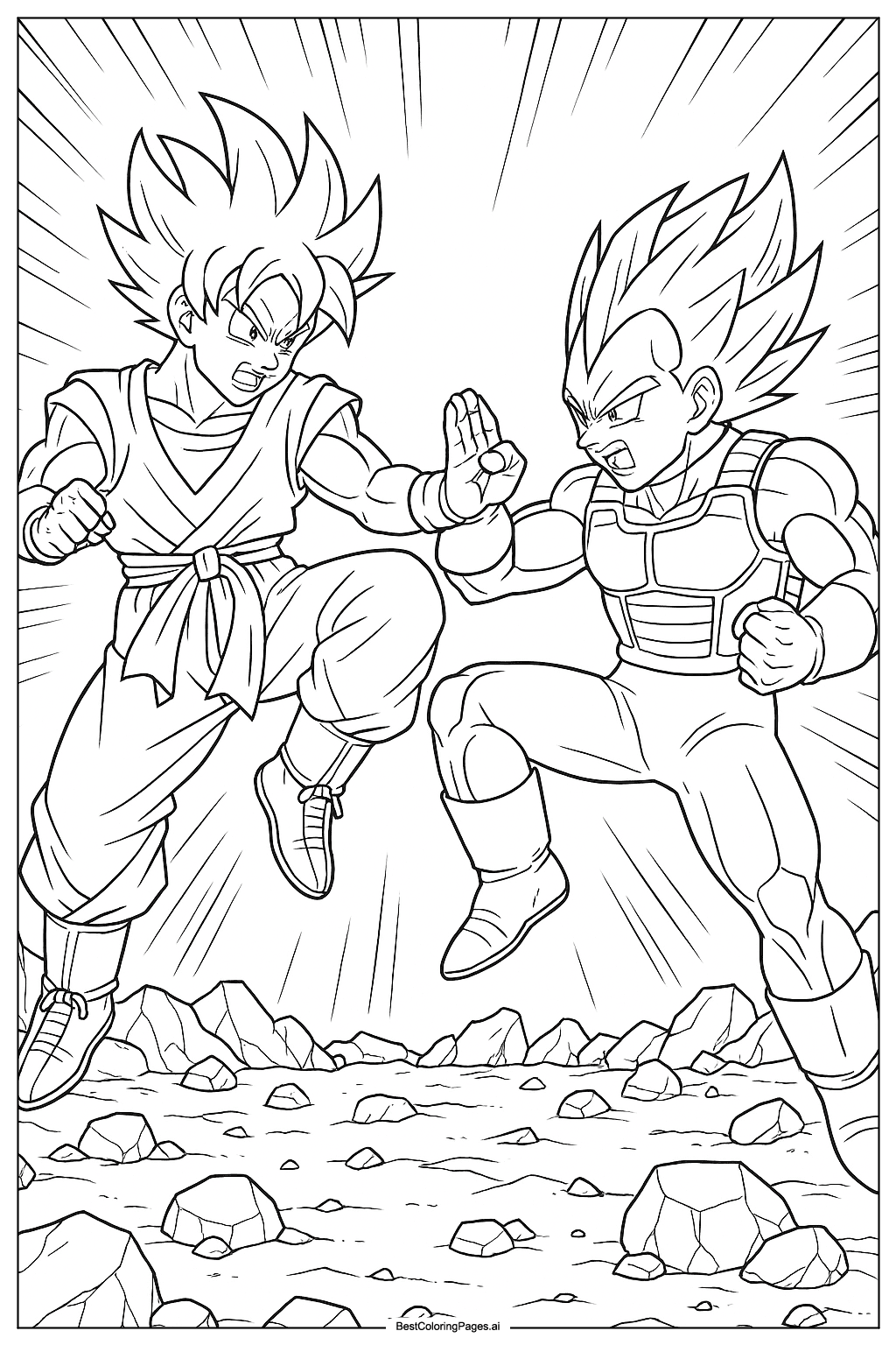 Goku fighting Vegeta