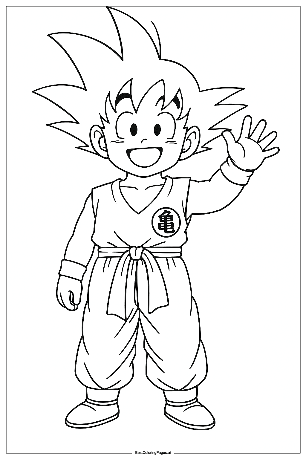 Goku waving hand