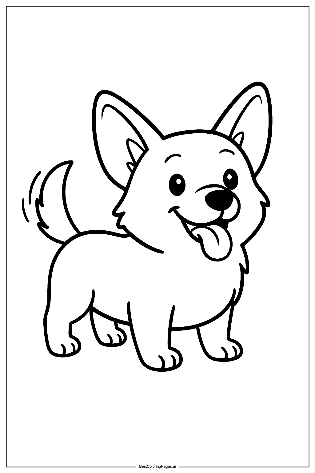 Happy corgi standing Coloring Page