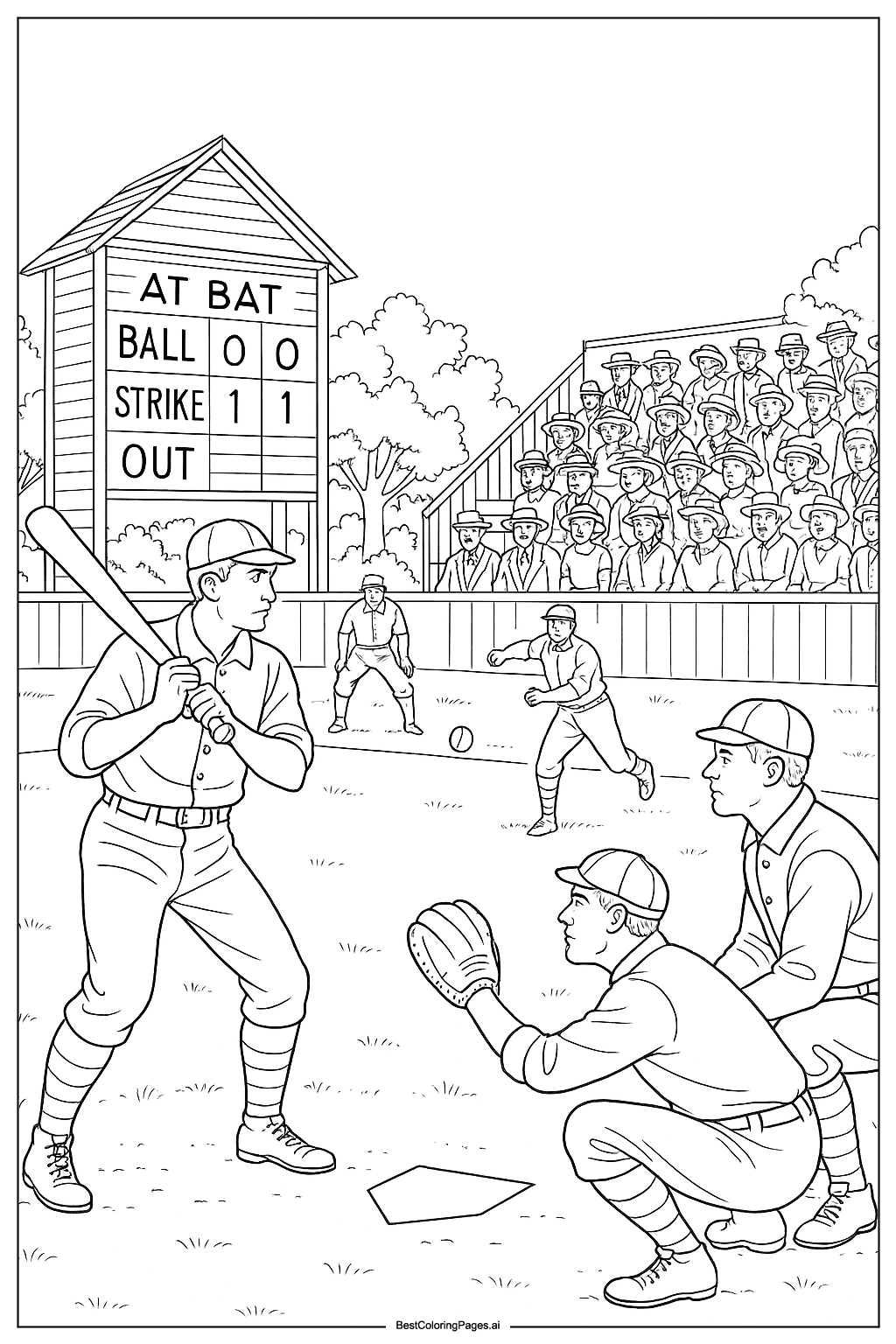 Historic baseball match scene