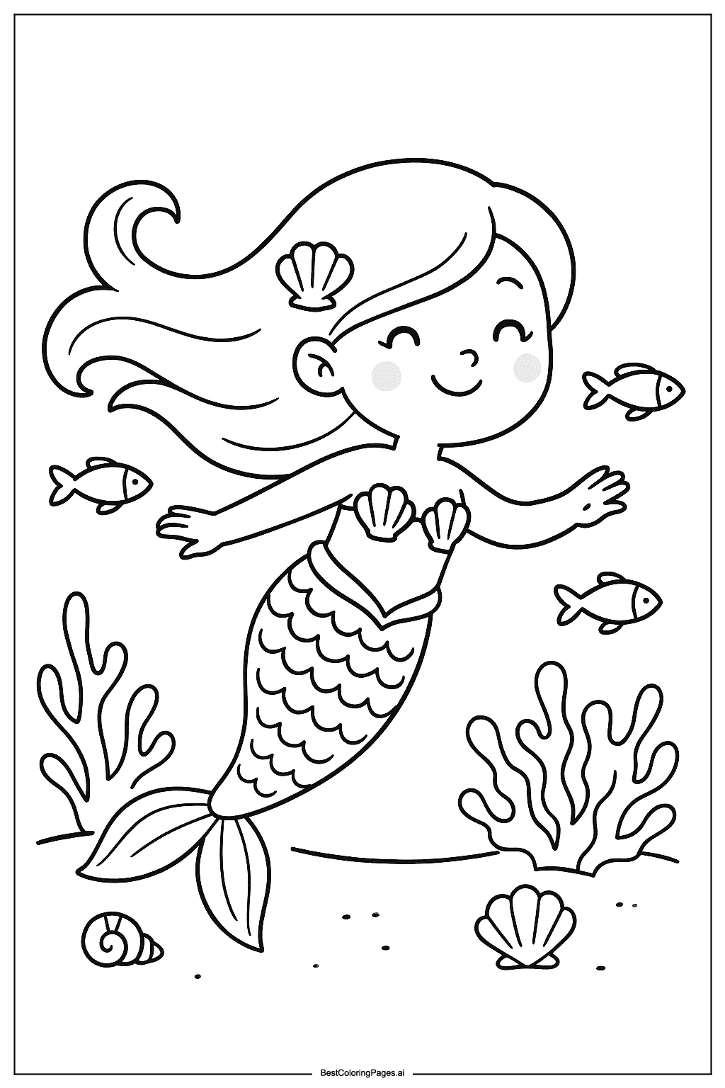 Русалочка на коралловом рифе