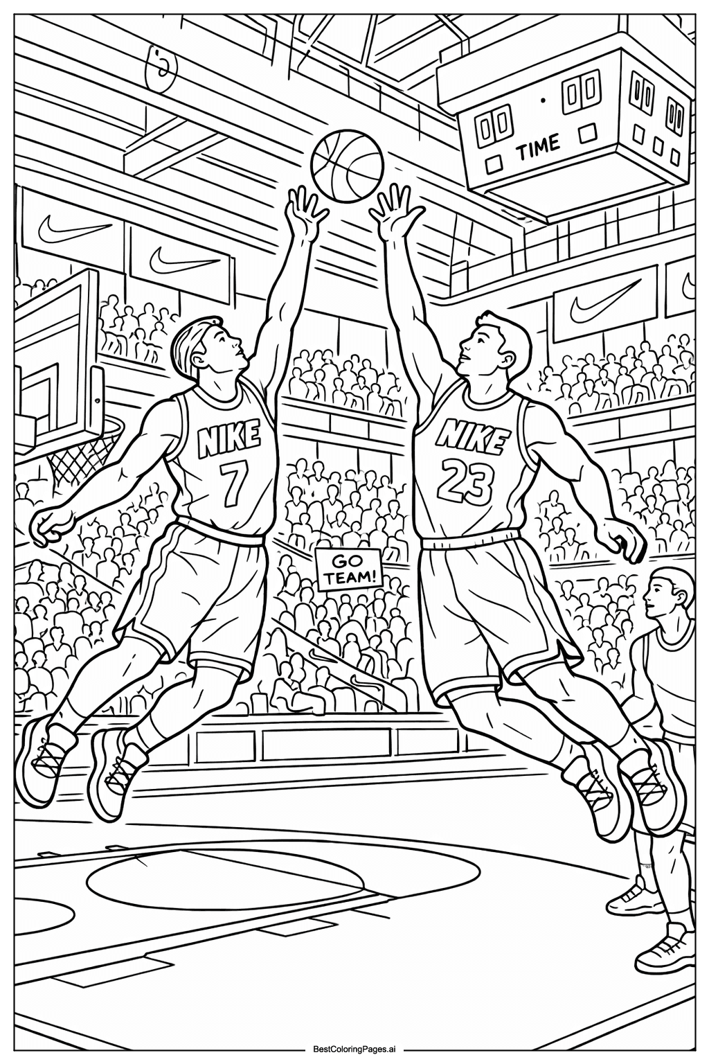 Desenhos de Partida de Basquete da Nike para Colorir
