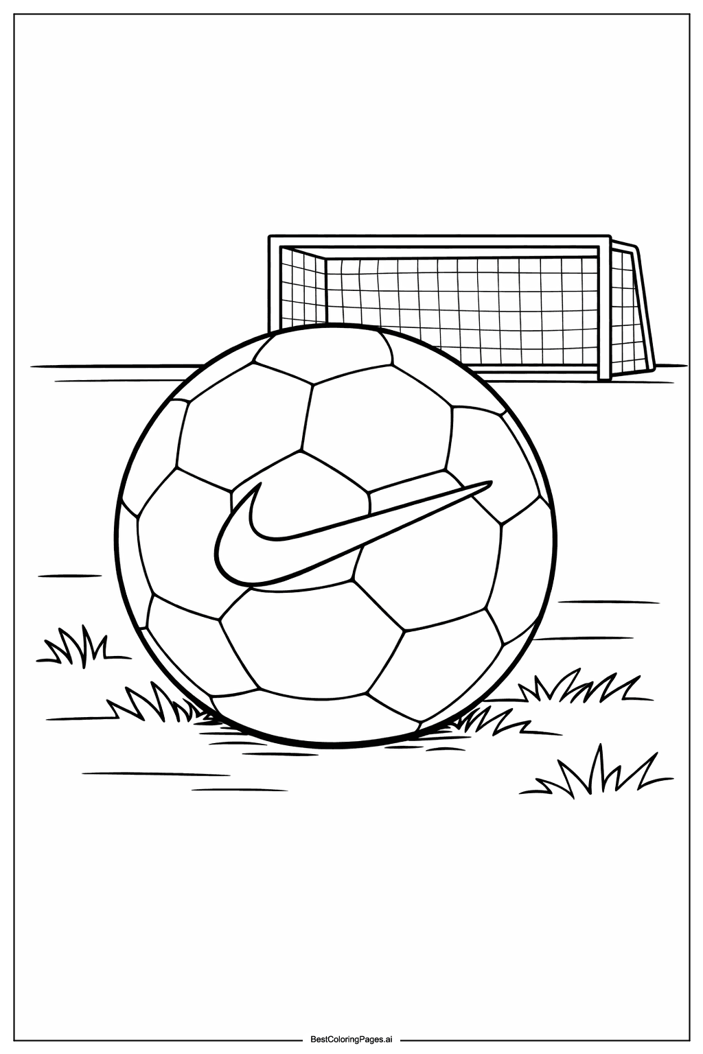 Nike soccer ball on field Coloring Page