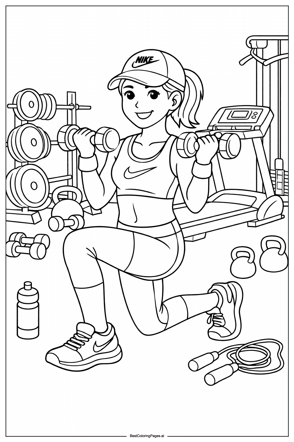 Nike training in gym Coloring Page