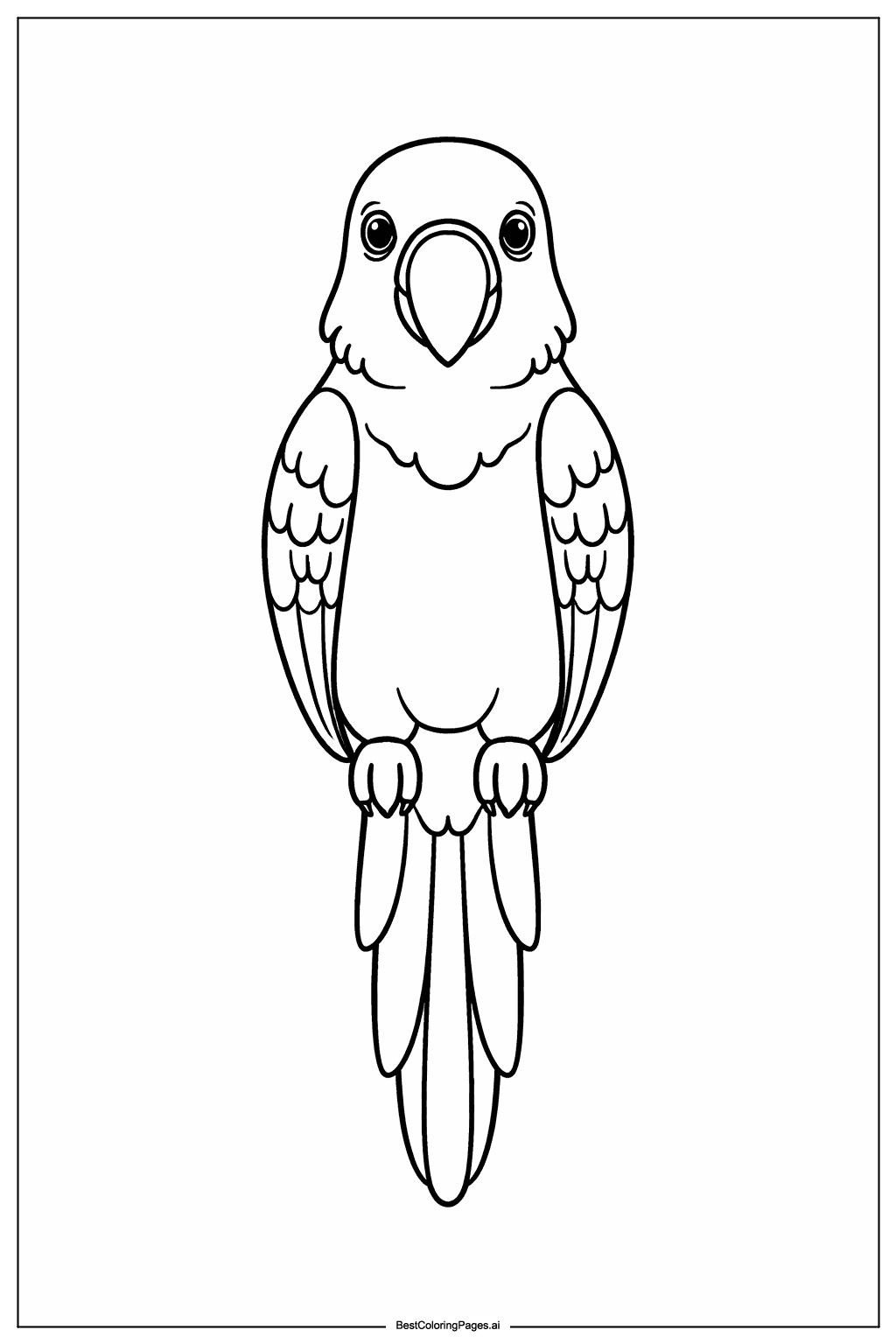 Papagei in der Vorderansicht Ausmalbilder