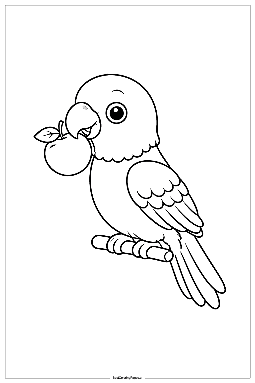 Papagei mit leckerer Frucht Ausmalbilder