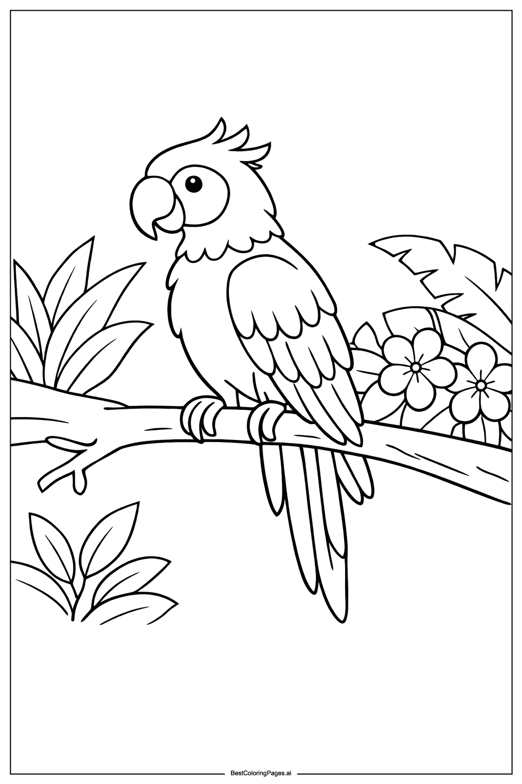 Papagei im tropischen Regenwald Ausmalbilder