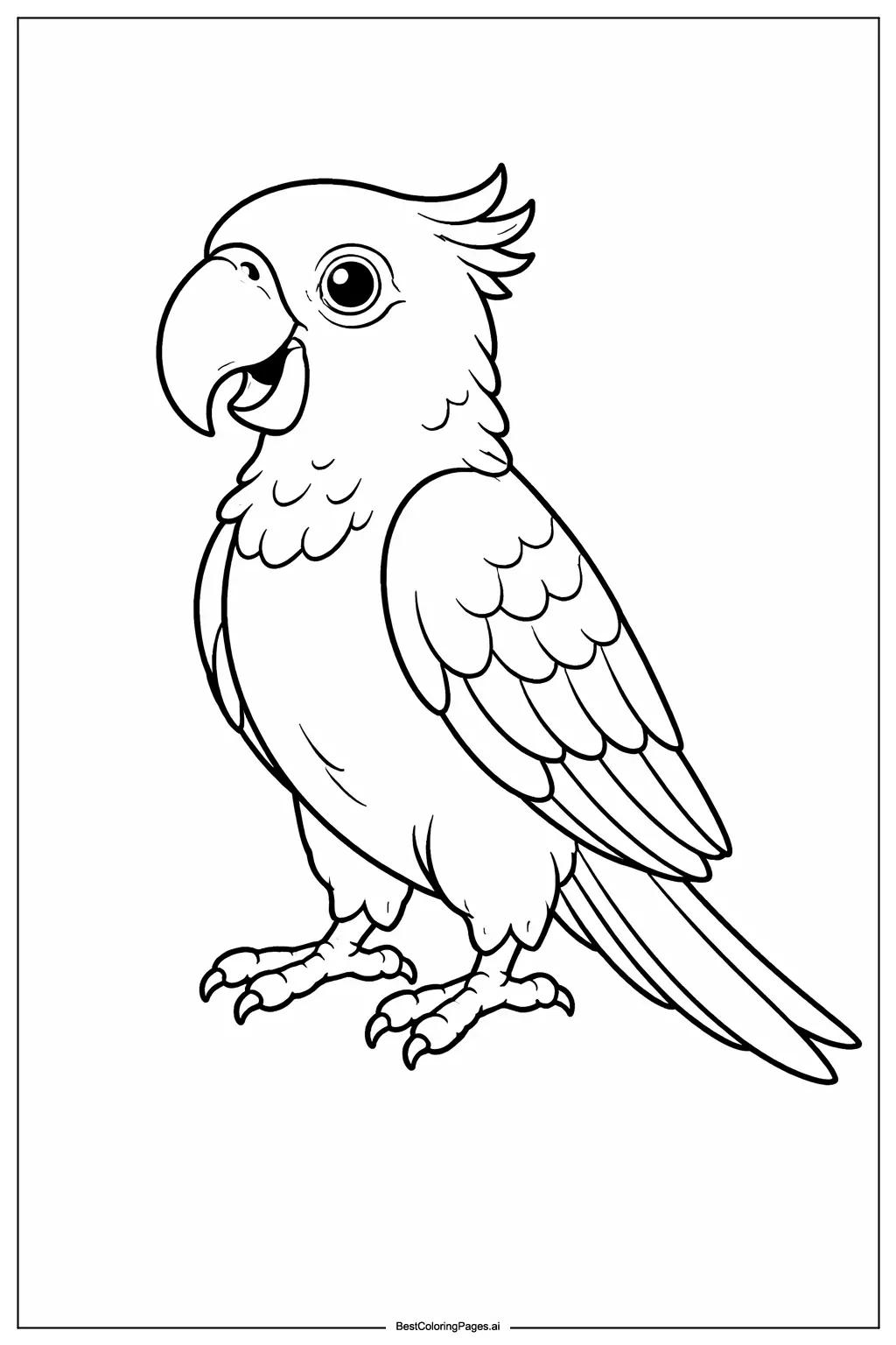 ภาพระบายสี นกแก้วจอมซนยืนโพสท่า