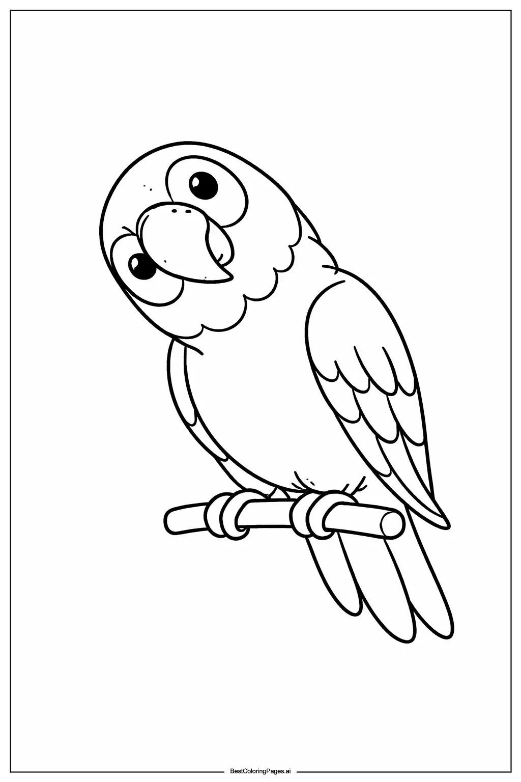 歪着头的小鹦鹉 涂色页
