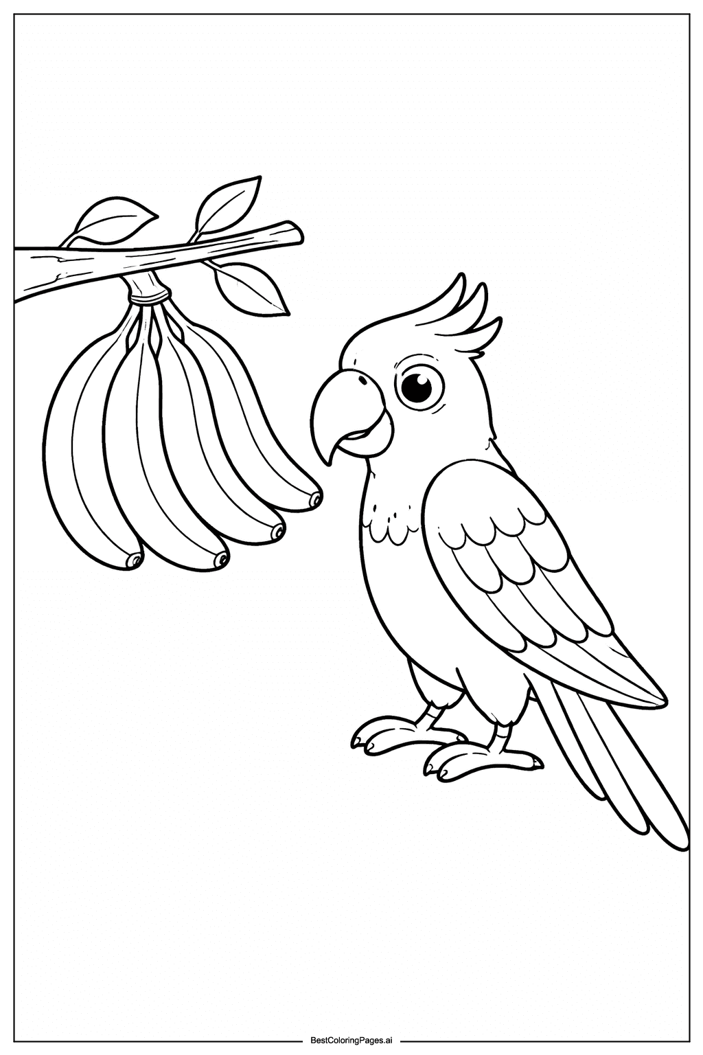 Papagei mit Bananen Ausmalbilder