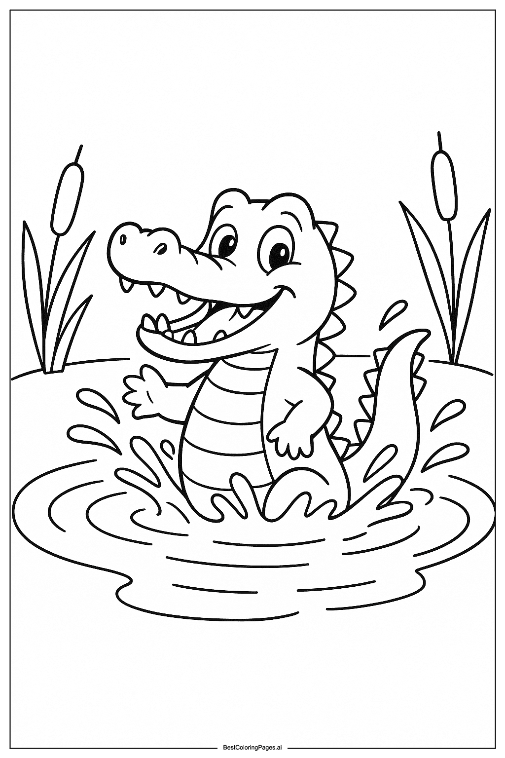 Playful crocodile in pond