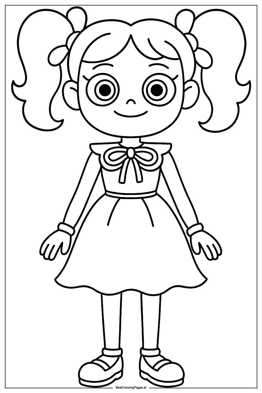Dibujos de Poppy, la muñeca de Poppy Playtime de pie para Colorear