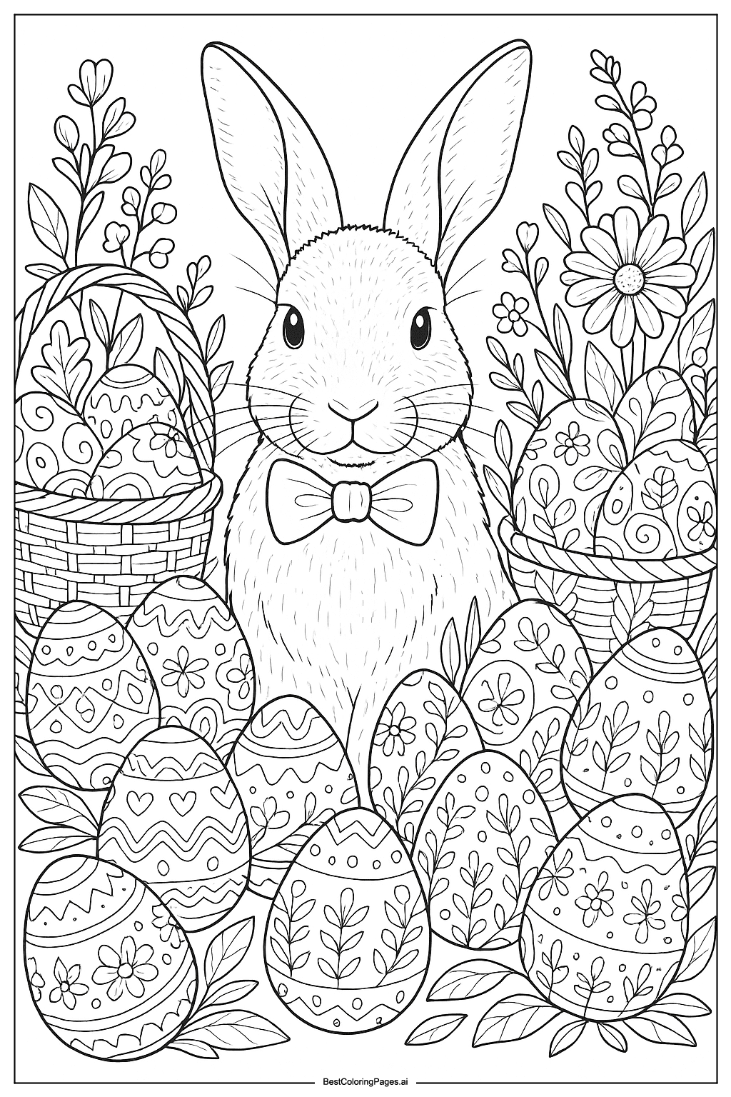 Rabbit at the Easter festival Coloring Page