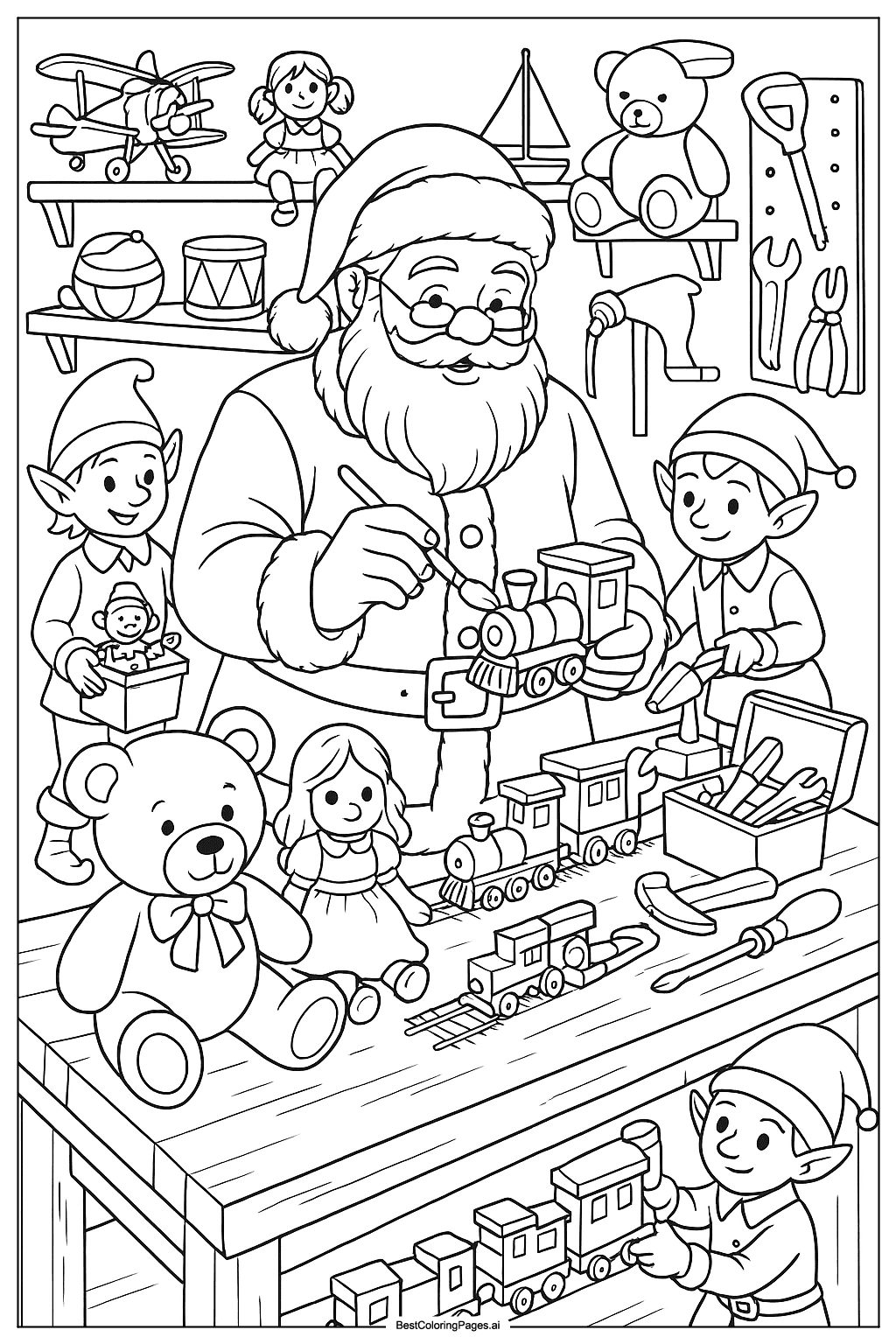 Santa Claus at the workshop