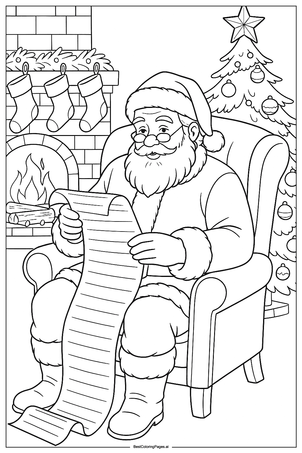 Santa Claus reading wish list