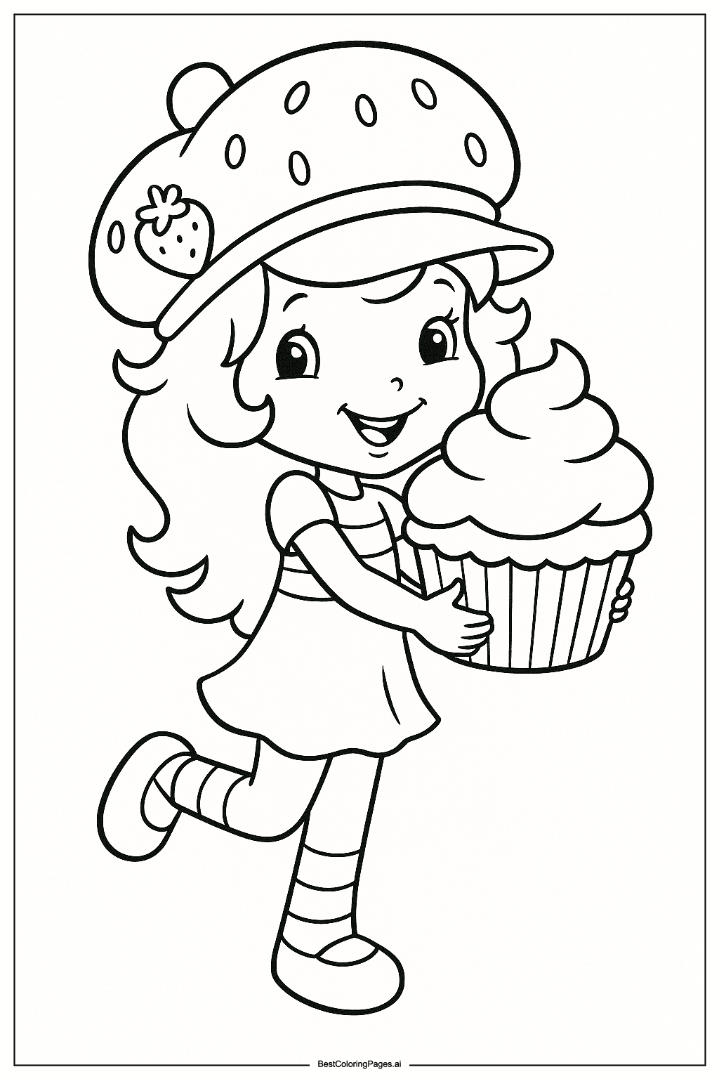Strawberry Shortcake holding cupcake