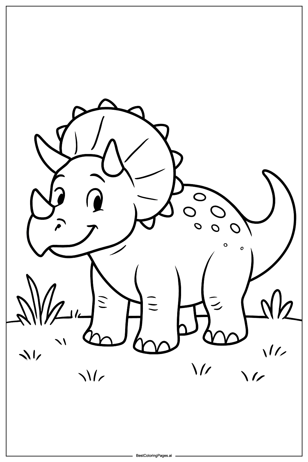 Triceratops in grassy field Coloring Page