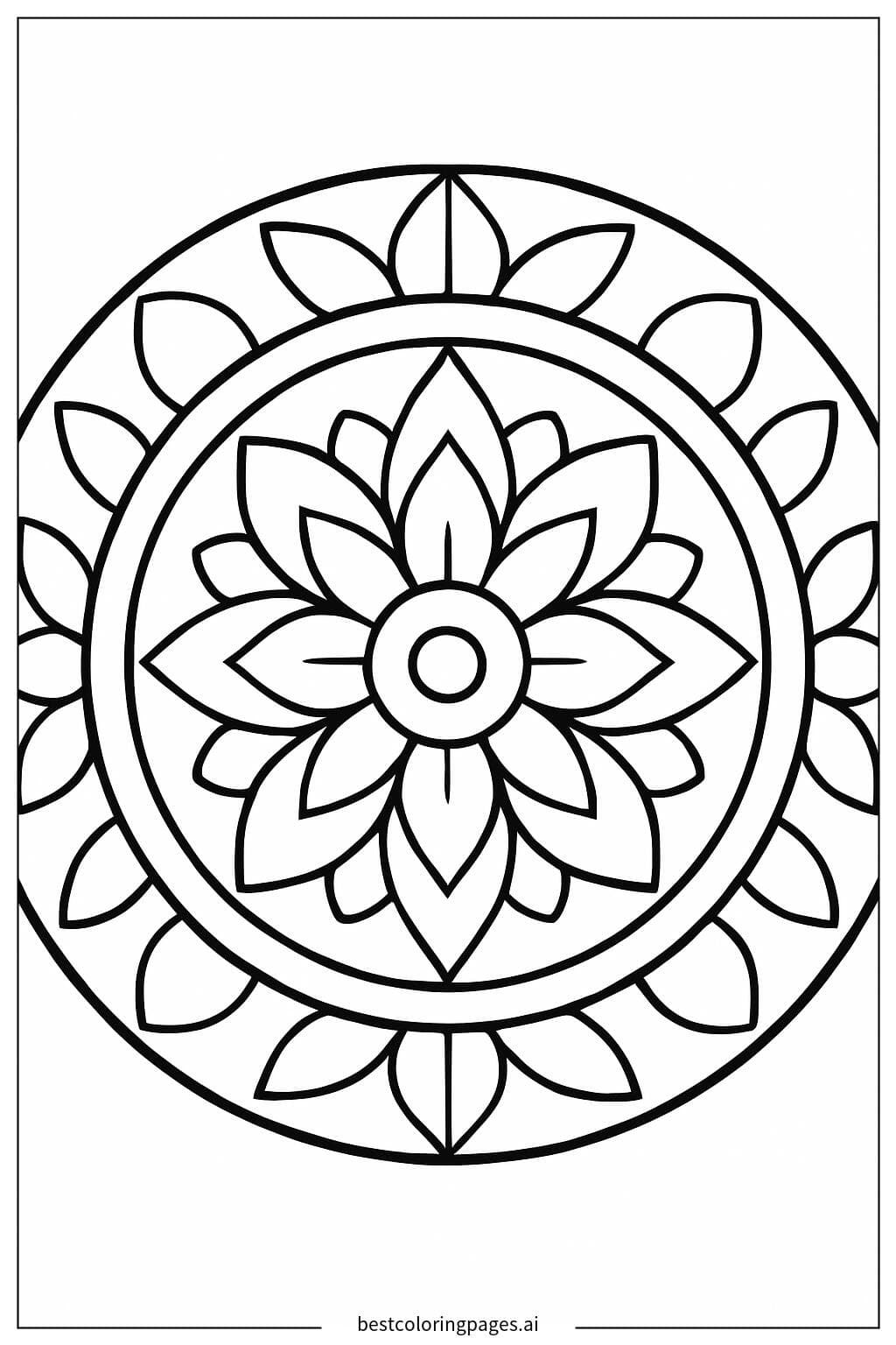 Captivating Mandala with Bold Concentric Circles Coloring Page - Free ...