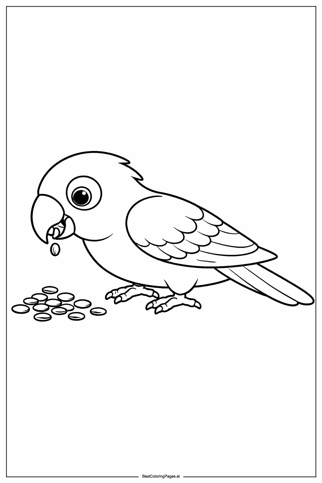 Parrot eating seeds Coloring Page - Free Printable | BestColoringPages AI