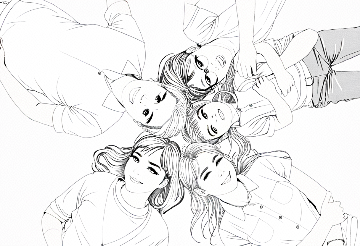Printable family coloring page - Parents and kids laying on lawn
